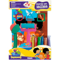 3 PALAVRINHAS - KIT DIVERSÃO COM LIVRO, 6 MASSINHAS, FORMINHAS, ROLINHO E CORTADOR