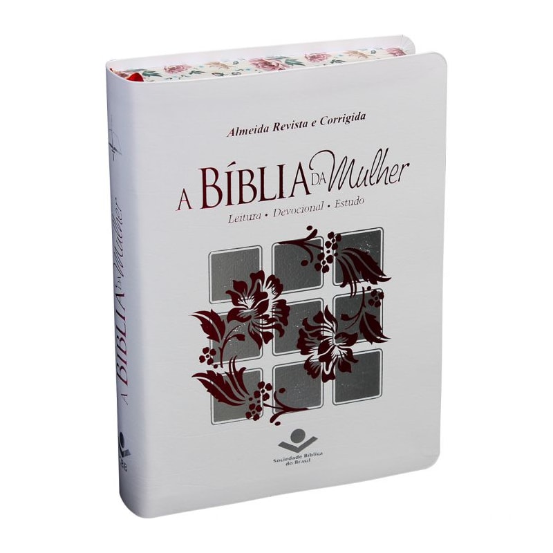 A BÍBLIA DA MULHER - CAPA COURO BOUNDED BRANCA - ALMEIDA REVISTA E CORRIGIDA (ARC)