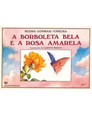 A borboleta bela e a rosa amarela