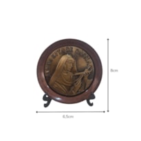 ADORNO DE MESA SANTA RITA 8CM METAL COBRE ENVELHECIDO ZAMAC