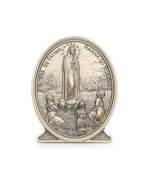 ADORNO DE NOSSA SENHORA DE FATIMA COM ORAÇÃO OURO VELHO MDF - ACRILICO 17 CM OURO VELHO