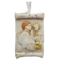 ADORNO DE PAREDE PRIMEIRA COMUNHÃO MENINA 9CM DE ALTURA CAIXA C/ 12