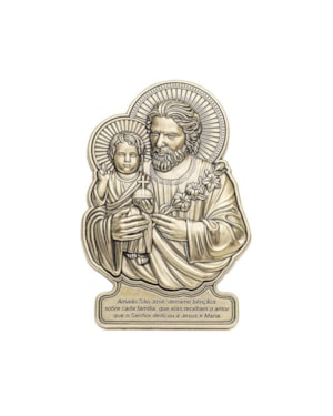 ADORNO DE SÃO JOSÉ COM ORAÇÃO OURO VELHO MDF - ACRILICO 20 CM OURO VELHO