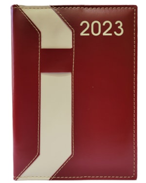 AGENDA DIÁRIA DE MESA COSTURADA 2023 - PORTA CANETA