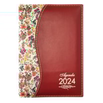 AGENDA DIÁRIA DE MESA COSTURADA 2024 - MINI ROSAS/VERMELHO