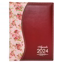 AGENDA DIÁRIA DE MESA COSTURADA 2024 - ROSAS/VERMELHO