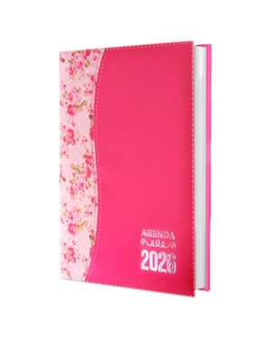AGENDA DIÁRIA DE MESA COSTURADA 2026 - FLORAL/PINK