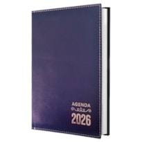 AGENDA DIÁRIA DE MESA COSTURADA 2026 - LISO AZUL