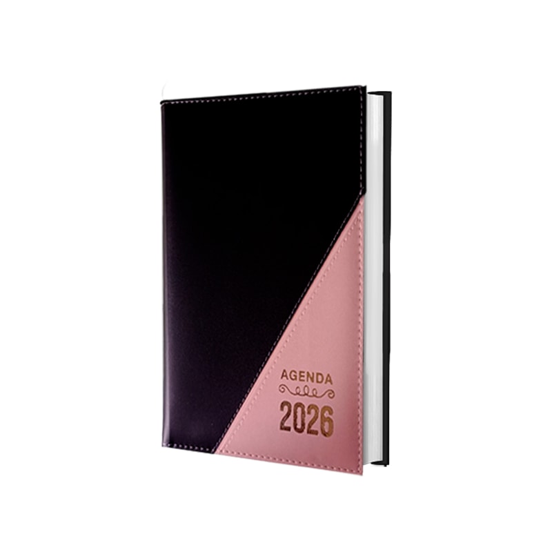 AGENDA DIÁRIA DE MESA COSTURADA 2026 - PRETO/TERRA