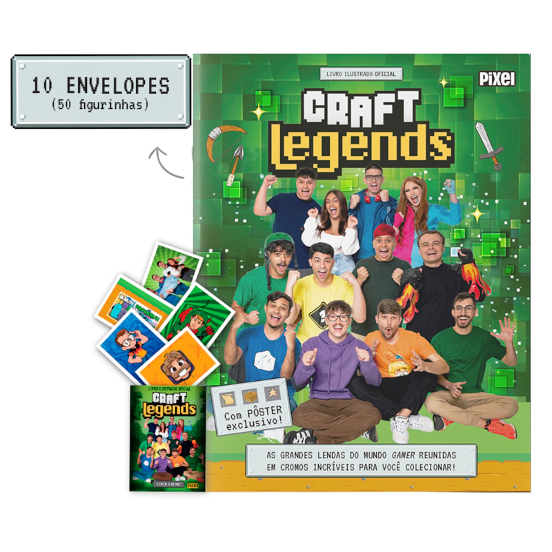 ÁLBUM OFICIAL CRAFT LEGENDS + 10 ENVELOPES DE FIGURINHAS