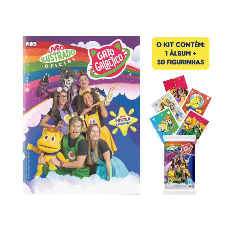 ÁLBUM OFICIAL GATO GALÁCTICO + 10 ENVELOPES DE FIGURINHAS