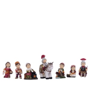 ALDEÕES INFANTIL RESINA 07CM DE ALTURA C/ 7 PEÇAS