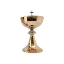 ÂMBULA DOURADO C/ DETALHES EM PRATA 20CM DE ALTURA
