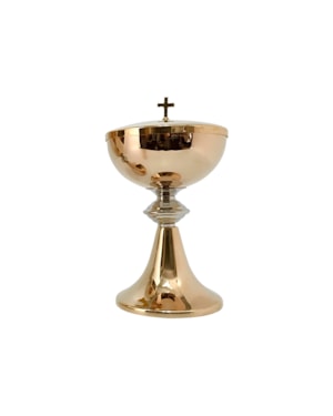 ÂMBULA DOURADO C/ DETALHES EM PRATA 20CM DE ALTURA