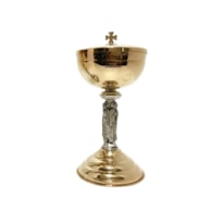 ÂMBULA DOURADO C/ DETALHES EM PRATA 23CM DE ALTURA