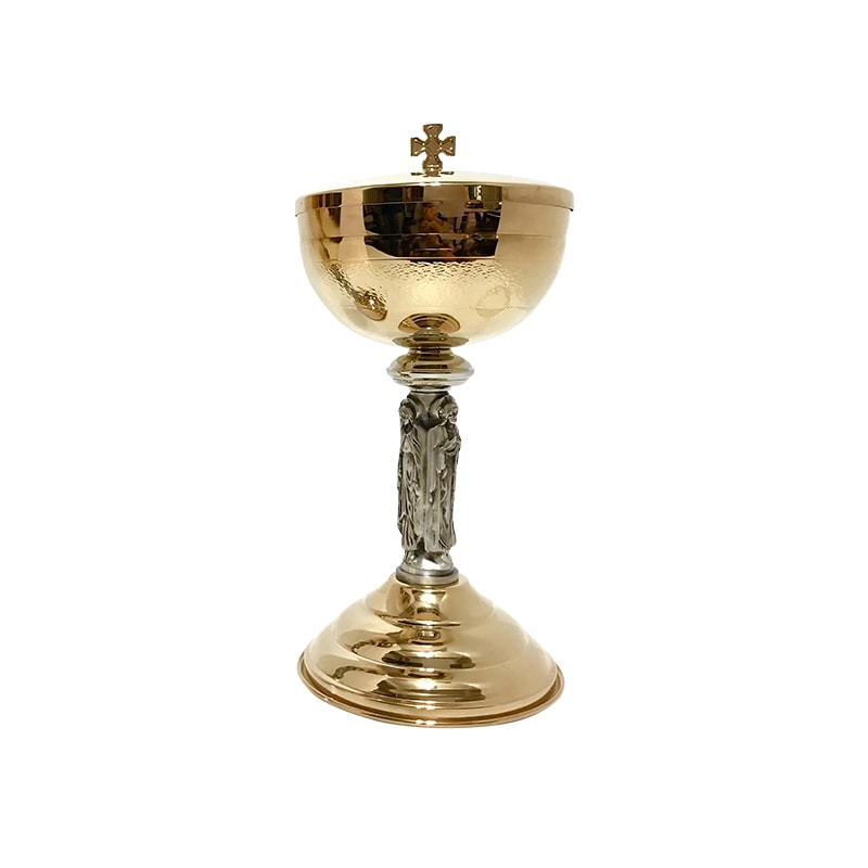 ÂMBULA DOURADO C/ DETALHES EM PRATA 23CM DE ALTURA