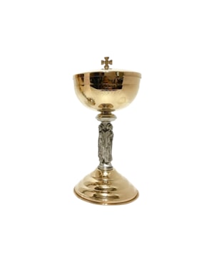 ÂMBULA DOURADO E DETALHES EM PRATA 23CM DE ALTURA