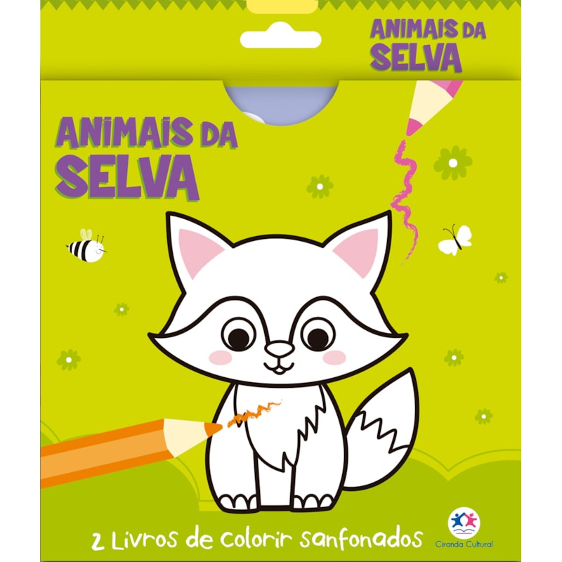 ANIMAIS DA SELVA - 2 LIVROS DE COLORIR SANFONADOS