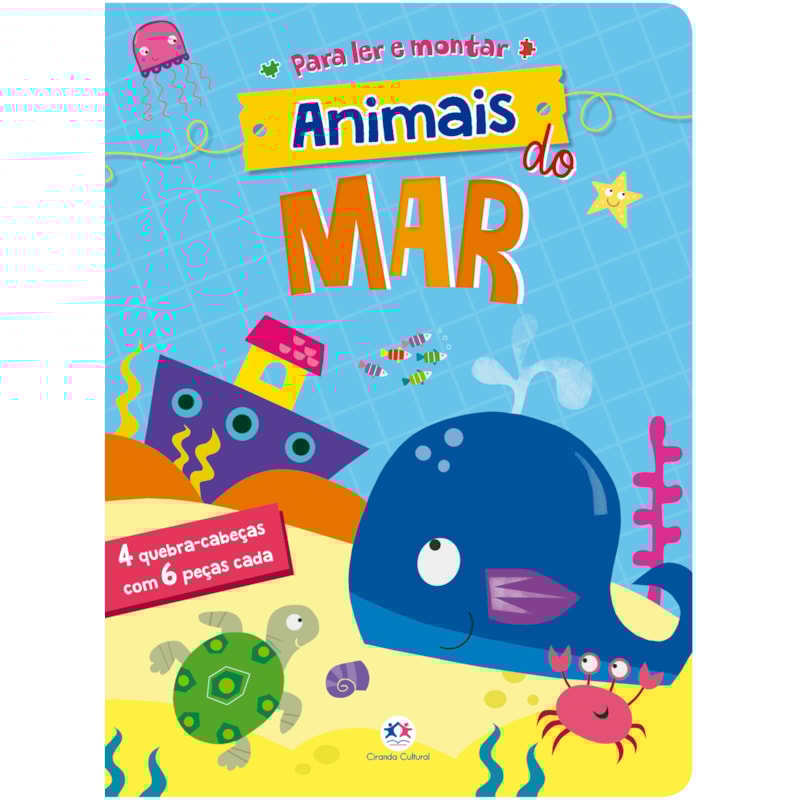 ANIMAIS DO MAR: 4 QUEBRA-CABEÇAS COM 6 PEÇAS CADA