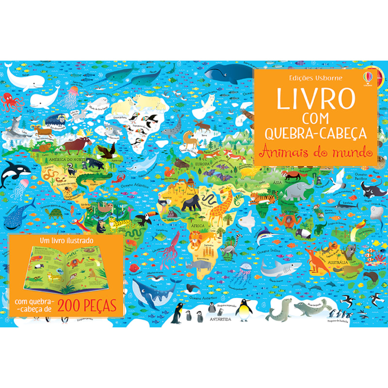 ANIMAIS DO MUNDO: LIVRO COM QUEBRA-CABEÇA