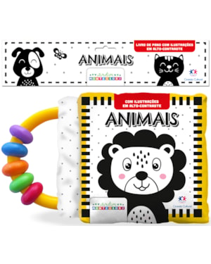 ANIMAIS - LIVRO DE ALTO CONTRASTE COM CHOCALHO - COLEÇÃO MONTESSORI