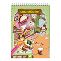 ANIMAIS - MINIMUNDO STICKER BOOK: 15 CENÁRIOS, 15 CARTELAS DE ADESIVOS PARA COLAR E PINÇA PLÁSTICA