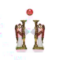 ANJO CANDELABRO 24 CM DE ALTURA MANTO VERMELHO - VALOR DO PAR SANTINI