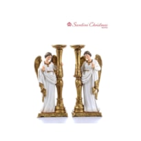 ANJO CANDELABRO 50 CM DE ALTURA MANTO BRANCO - VALOR DO PAR SANTINI