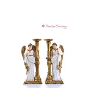 ANJO CANDELABRO 50 CM DE ALTURA MANTO BRANCO - VALOR DO PAR SANTINI