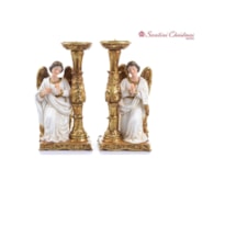 ANJO CANDELABRO AJOELHADO 20CM DE ALTURA MANTO BRANCO - VALOR DO PAR SANTINI