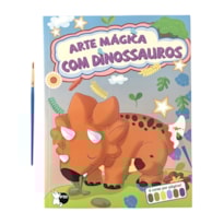 ARTE MÁGICA COM DINOSSAUROS - CADA FOLHA TEM SUA PRÓPRIA PALETA DE CORES: SÓ MOLHAR O PINCEL E PINTAR!