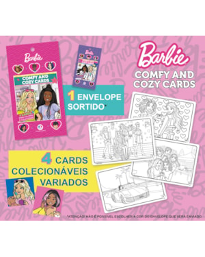 BARBIE - COMFY AND COZY 4 CARDS PARA COLORIR E COLECIONAR