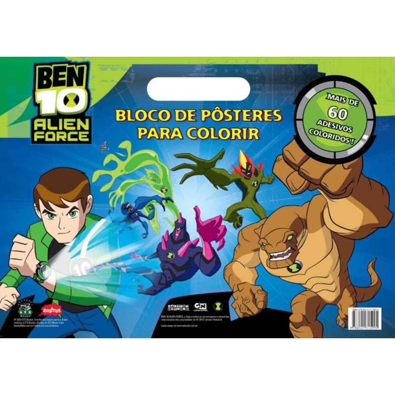 BEN 10 : BLOCO DE PÔSTERES PARA COLORIR COM ADESIVOS