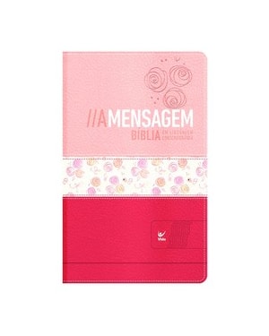 Bíblia a mensagem - capa luxo rosa claro e escuro