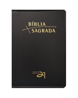 Bíblia a21 luxo - couro simulado preto c/ referências cruzadas