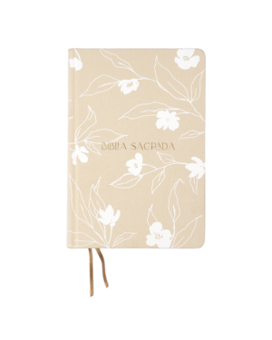 BÍBLIA A21 THE PURPOSE BOOK, LETRA TRADICIONAL, COM ESPAÇO PARA ANOTAÇÃO, CAPA DURA COM TECIDO BEGE FLORES