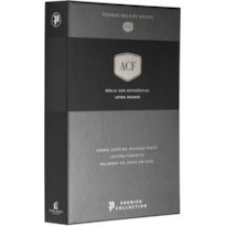 BÍBLIA ACF, COURO LEGÍTIMO PRETO, LETRA GRANDE, LEITURA PERFEITA, PREMIER COLLECTION | COM LETRAS DE JESUS EM AZUL E REFERÊNCIAS CRUZADAS