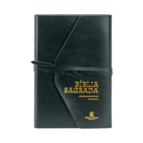 BÍBLIA ACF, LETRA GRANDE, CAPA LUXO VERDE ARTESANAL COM FECHAMENTO EM TIRA, LEITURA PERFEITA