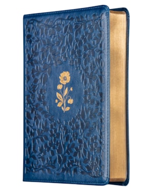 BÍBLIA ACF, LETRA TRADICIONAL, FONTE LEITURA PERFEITA, COM ESPAÇO PARA ANOTAÇÕES, CAPA LUXO AZUL COM FLORES EM BAIXO RELEVO