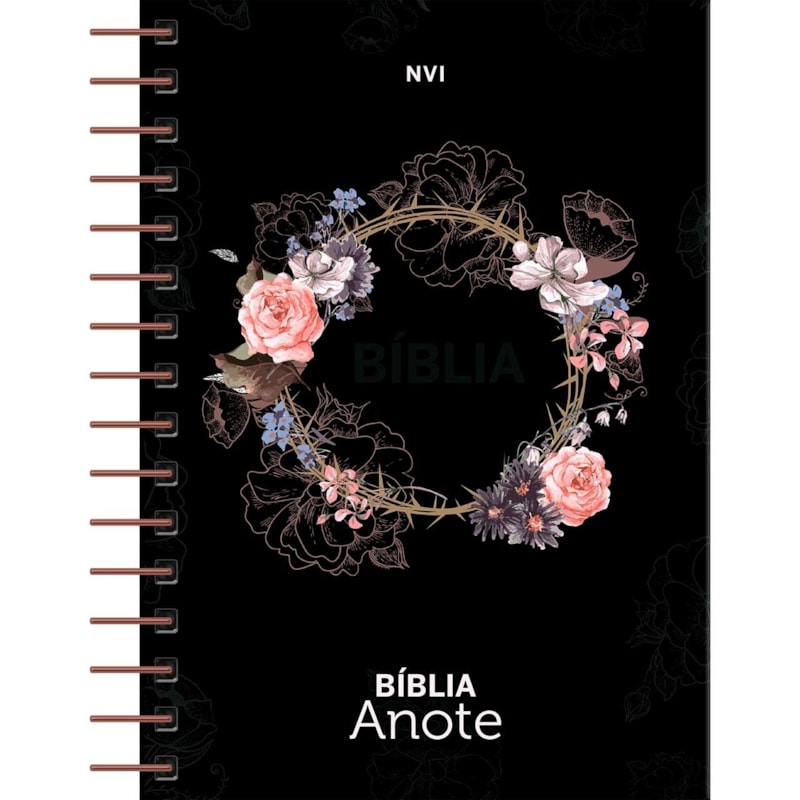 Bíblia anote - Flores preta: Bíblia com espaço de anotação