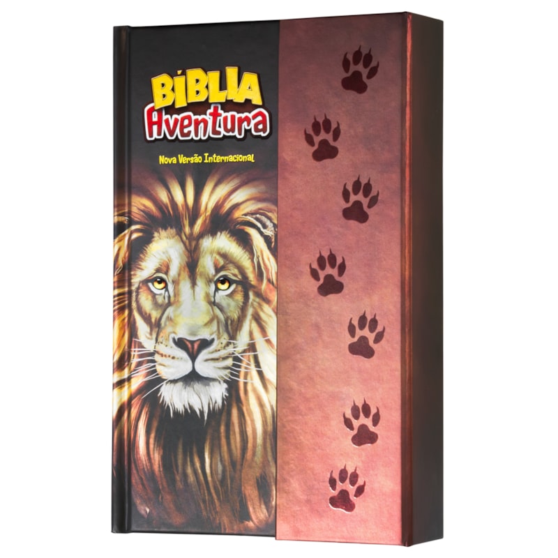 BÍBLIA AVENTURA PARA CRIANÇAS NVI, CAPA DURA COM FECHAMENTO EM ÍMÃ, LEÃO, LEITURA PERFEITA