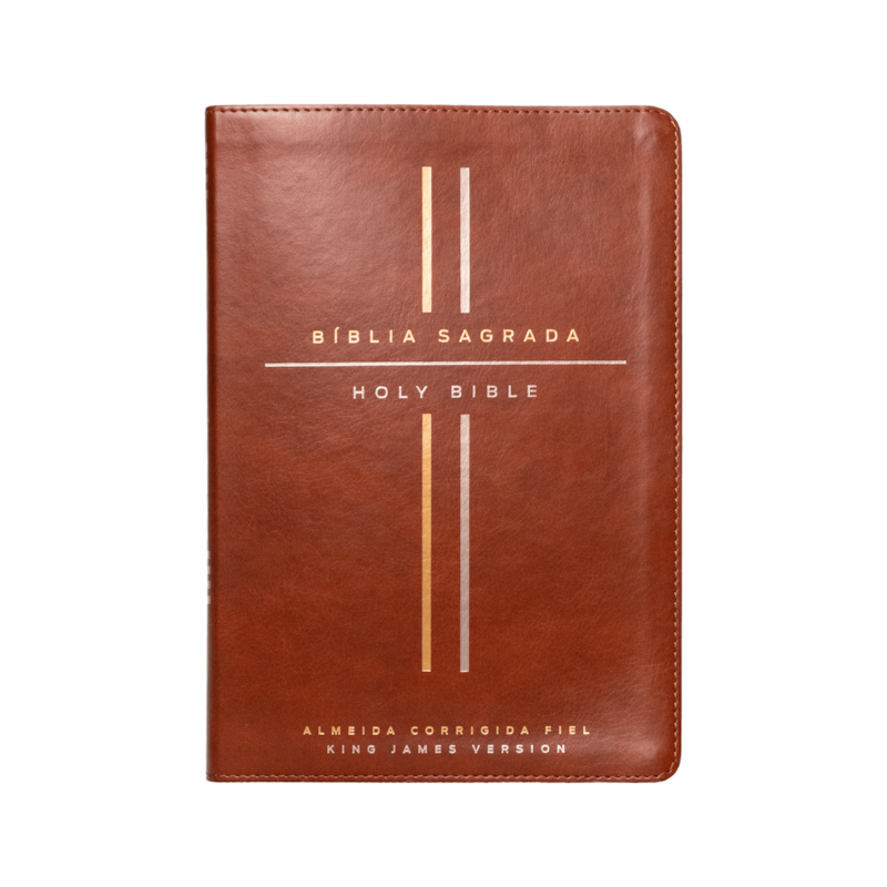 BÍBLIA BILÍNGUE ACF/KJV, PORTUGUÊS/INGLÊS, CAPA LUXO MARROM, LEITURA PERFEITA: BÍBLIA KING JAMES VERSION E ALMEIDA CORRIGIDA FIEL