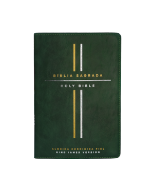 BÍBLIA BILÍNGUE ACF/KJV, PORTUGUÊS/INGLÊS, CAPA LUXO VERDE, LEITURA PERFEITA