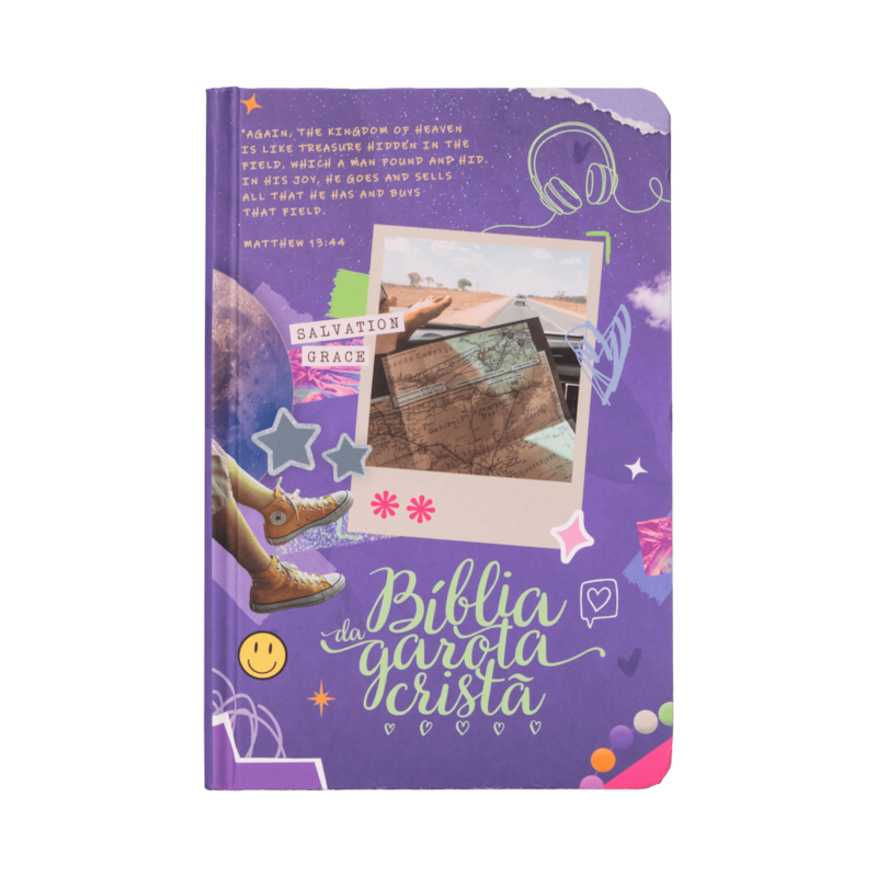 BÍBLIA DA GAROTA CRISTÃ NTLH, CAPA DURA ROXA, COLAGEM