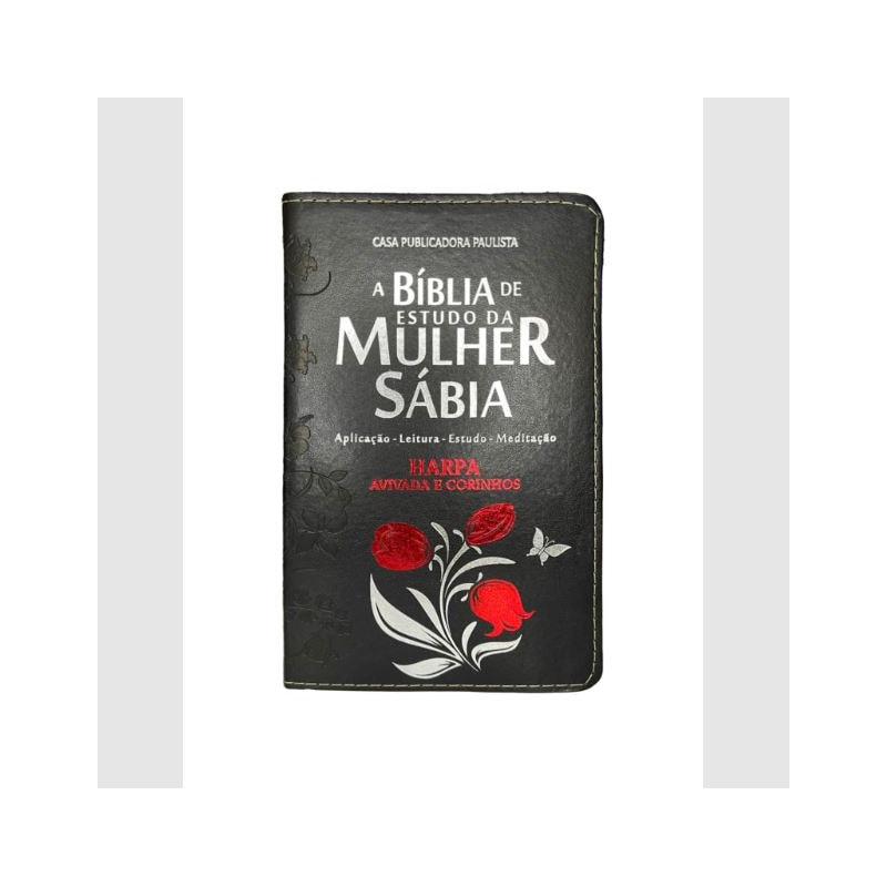 BÍBLIA DA MULHER SÁBIA COM HARPA - MOD 01 TULIPA PRETA