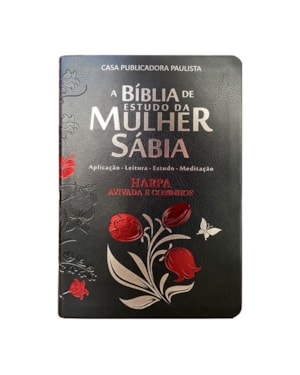 BÍBLIA DA MULHER SÁBIA FULL COLOR C/ HARPA - TULIPA PRETA