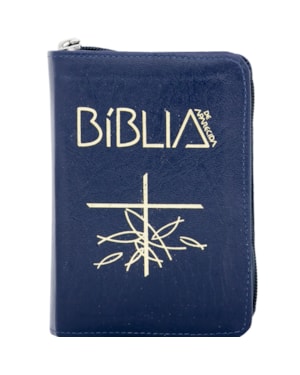 Bíblia de Aparecida bolso zíper azul