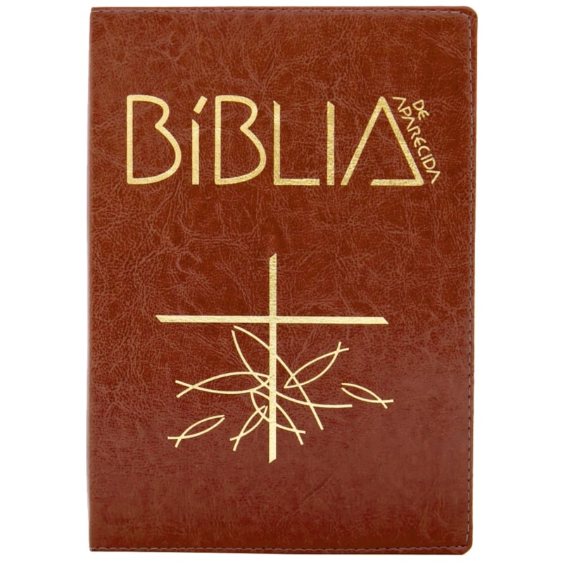 BÍblia de Aparecida bolso zíper marrom