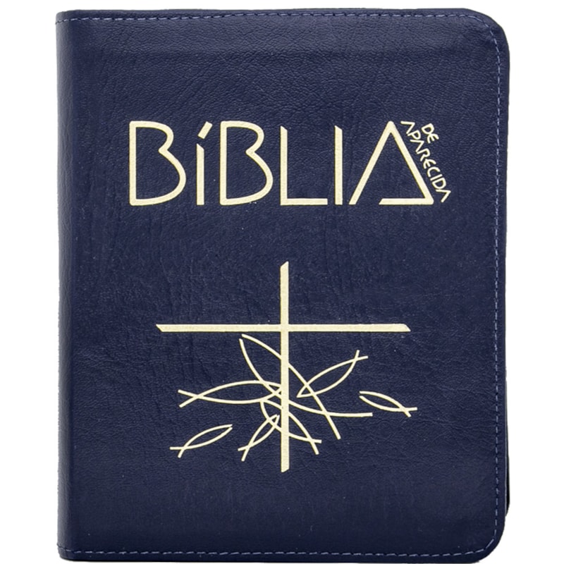 Bíblia de Aparecida média zíper azul