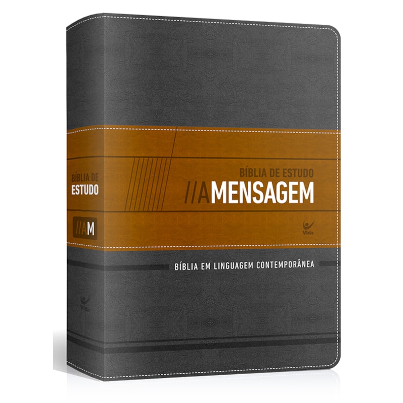Bíblia de Estudo A Mensagem - Capa Luxo - Grafite e bege